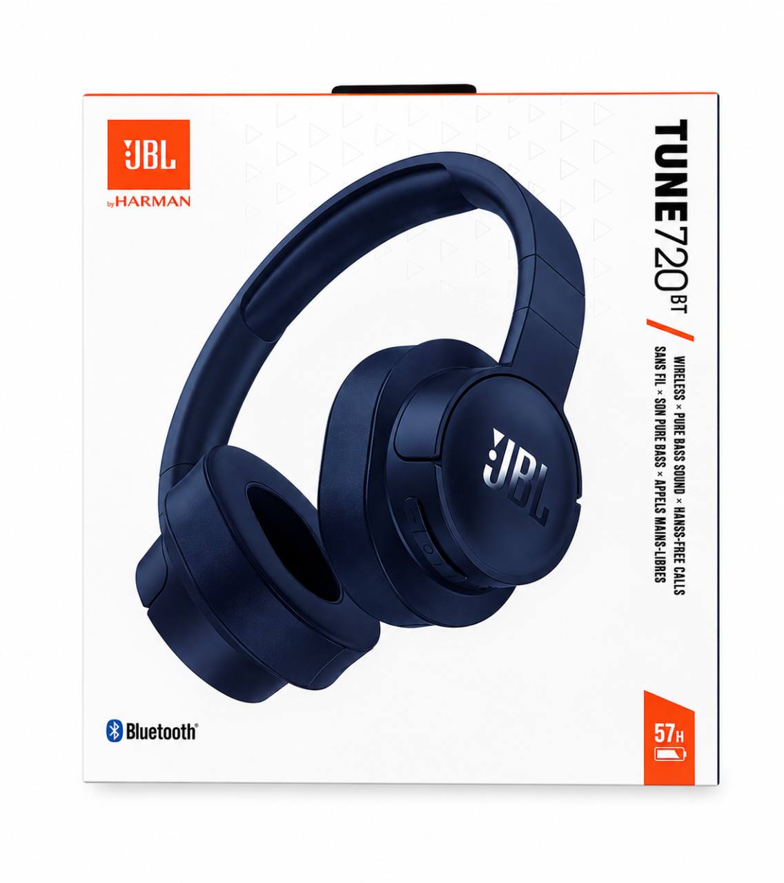 Empaque fotografiado de auriculares JBL Tune 720BT azul oscuro